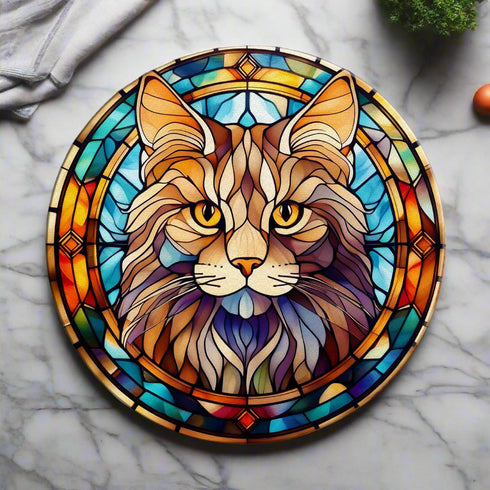 Cat Maine Coon Glass Suncatcher Worktop Saver